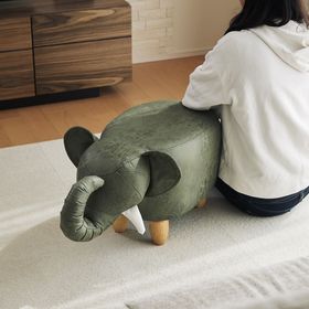 ※箱潰れあり【カーキ】アニマルモチーフのスツール Elephant（エレファント）