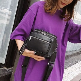 【ブラック】レザーショルダーバッグ