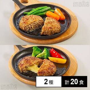 [冷凍]【2種計20食】ハンバーグセット(ハンバーグ/チーズハンバーグ)